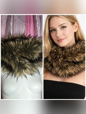 Aritzia Babaton Brown Lyndon Cowl Faux Fur Neck Snood Scarf One Size